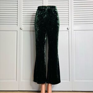 CYNTHIA ROWLEY Green Crushed Velvet Cropped Pants Size 10